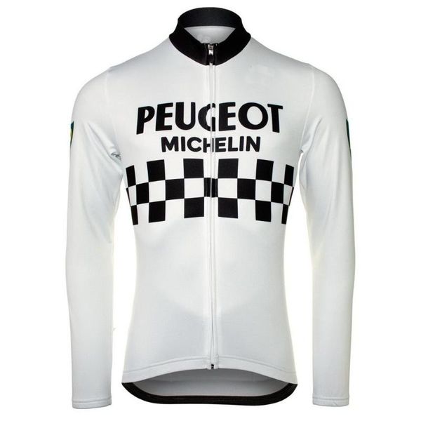 Peugeot 2 cores retrô homens inverno velo térmico ciclismo jerseys manga longa competindo roupas de bicicleta maillot ropa ciclismo