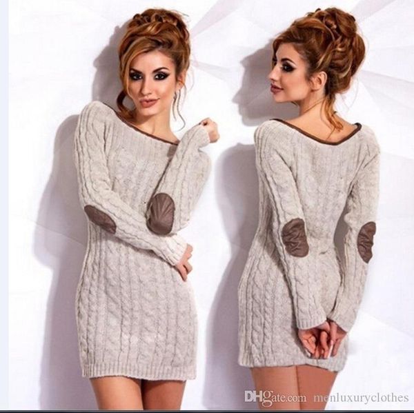 

long sleeved designer clothes casual dresses women slim fit dress spring autumn sweater mini dresses, Black;gray