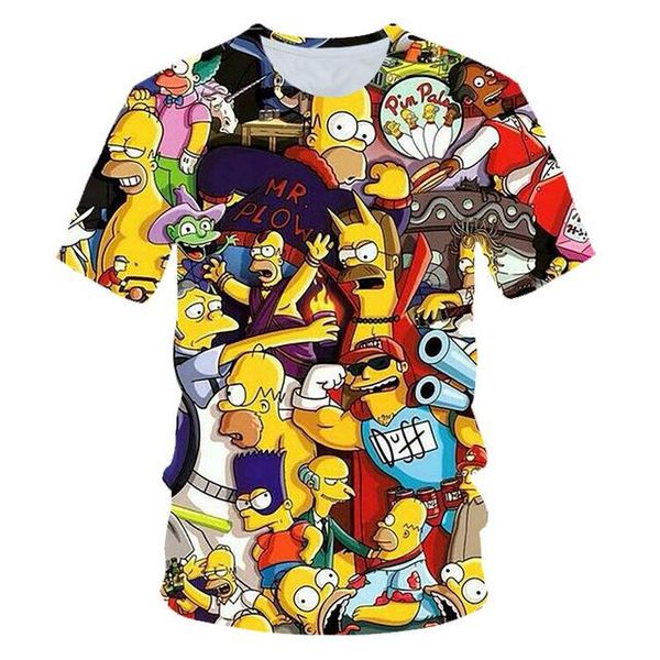 

simpson animation with round collar and in 3d print shirts kawaii harajuku plus size men clothing