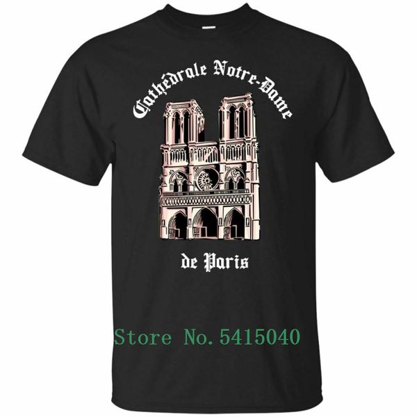 

2020 new arrival men's short sleeve notre dame cathedral fire paris france t-shirt men's tee balck fashion