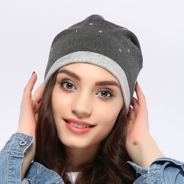 

2020 geebro authentic women's spring winter slouchy star hats christmas gift knitted gorro beanies warm skullies for girl js261, Blue;gray