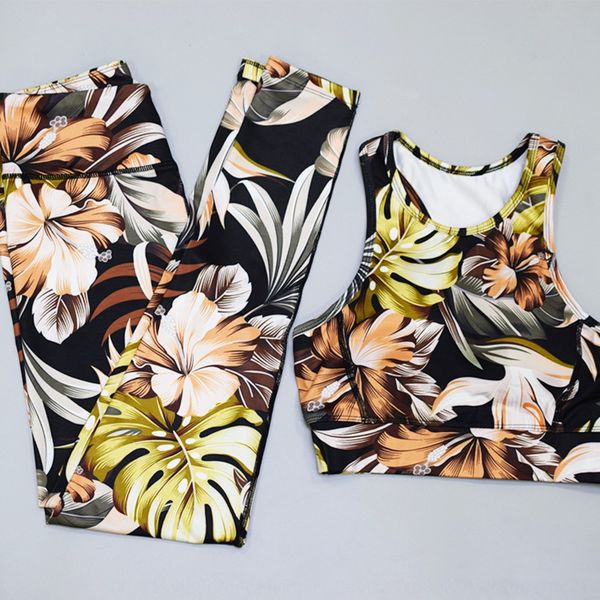 

digital clothes vest yoga suit printed fitness suit women's vest trousers sports waist-trimming tight yoga clothes lkduo