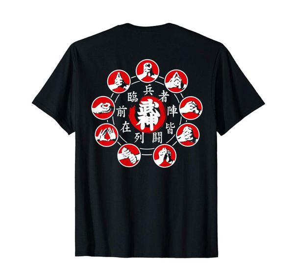 

будзинкан ниндзюцу ниндзя девять рук seals kuji в t-shirt double side brand design summer new print человек хлопок мода тройников