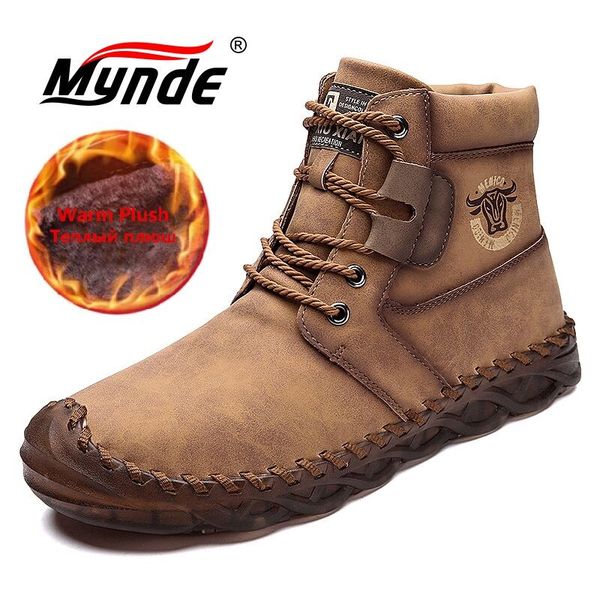 

boots brand winter snow thick plush warm men's outdoor comfortable men ankle waterproof non-slip motorcycle, Black