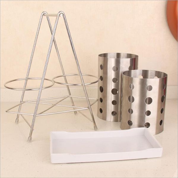

1set stainless steel chopsticks cage drain rack storage box kitchen utensils