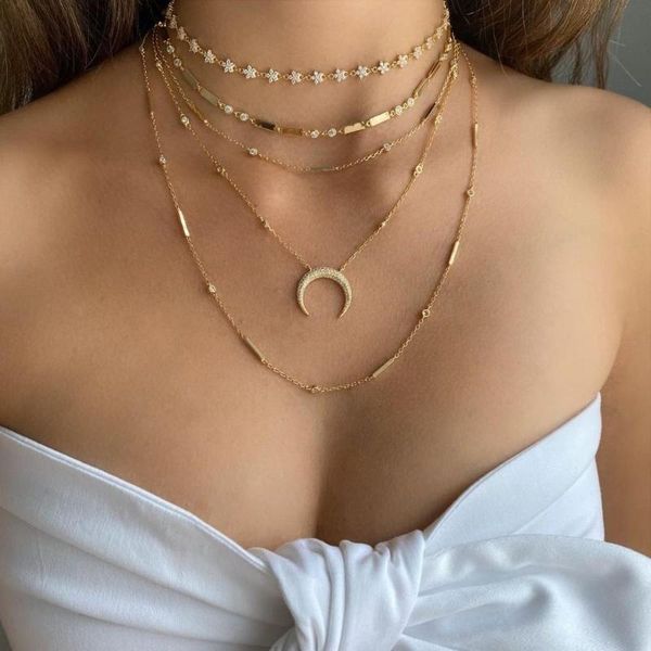 

2021 spring new design 5a cubic zirconia cz tiny flower charm choker delicate dainty sparking flower link chain necklace women, Golden;silver