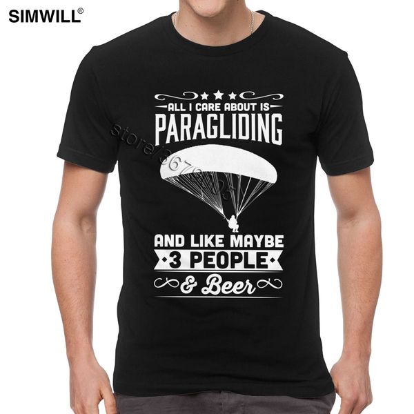 

all i care about is paragliding t-shirt funny summer 100% cotton t shirts for men short sleeved o-neck paraglider tee shirts
