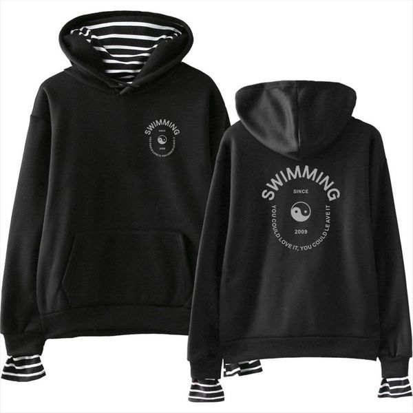 

mac miller swimming hoody velvet fake two student grils hoodie sweatshirts women casual cool fashion turtlenceck hoodies 2020, Black
