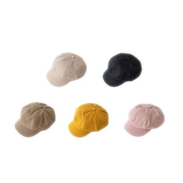 

autumn retro beret cap women's solid color octagonal hat, Blue;gray