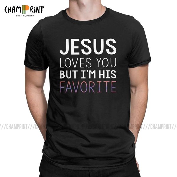 

vintage jesus loves you but i'm his favorite funny christian t-shirts men o neck 100% cotton t shirts god tees classic