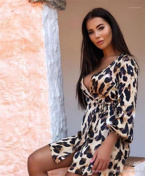 

leopard dresses party v neck fashion short skirts night club female classical clothing womens summer sexy, White;black