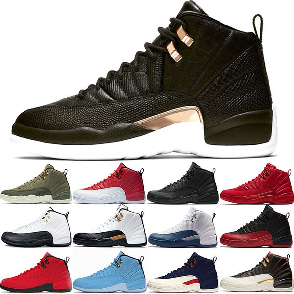 

new 12 mens basketball shoes the master gym red 12s xii midnight black winterized flu game sport sneakers trainers size 41-47