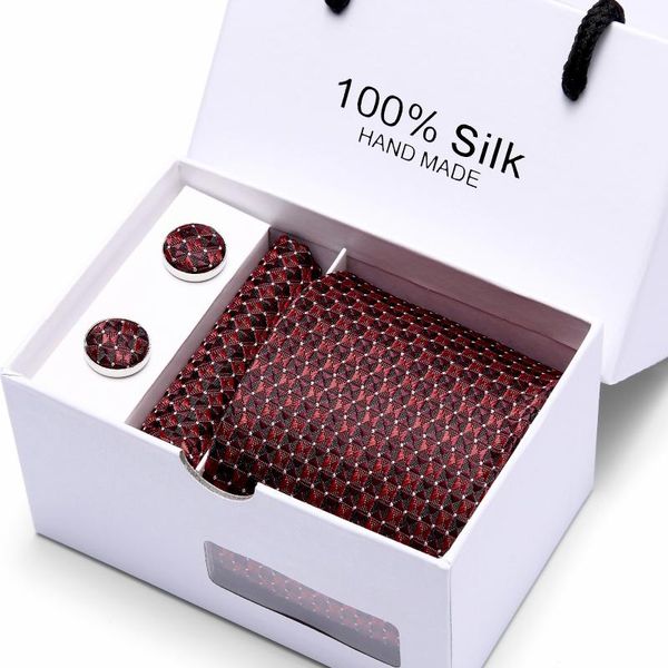 

роскошные мужская tie 7.5cm 100% silk jacquard woven галстука запонки hanky ​​наборы для формальных свадебных бизнеса мужские классические г, Black;gray