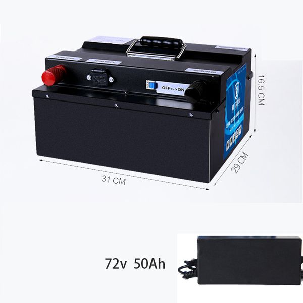 72V 50Ah Li-Ionen-Akku Lithium BMS für 3000W 5000W Motor Inverter Roller Motorrad + 10A Ladegerät