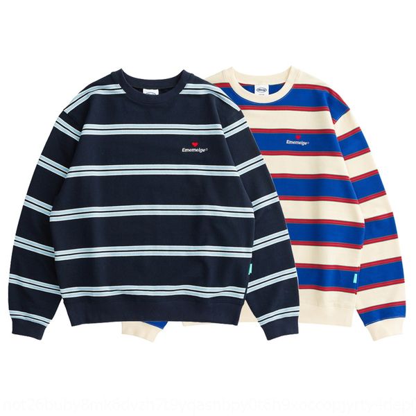 

korean fashion brand 87mm autumn and winter new striped round neck lovers embroidered sweatersweater sweater love embroidery mmlg okhrj okhr, Black