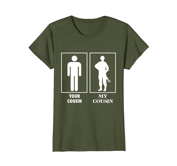 

2019 letter print cartoon your cousin my cousin proud soldier officer military t shirt design template