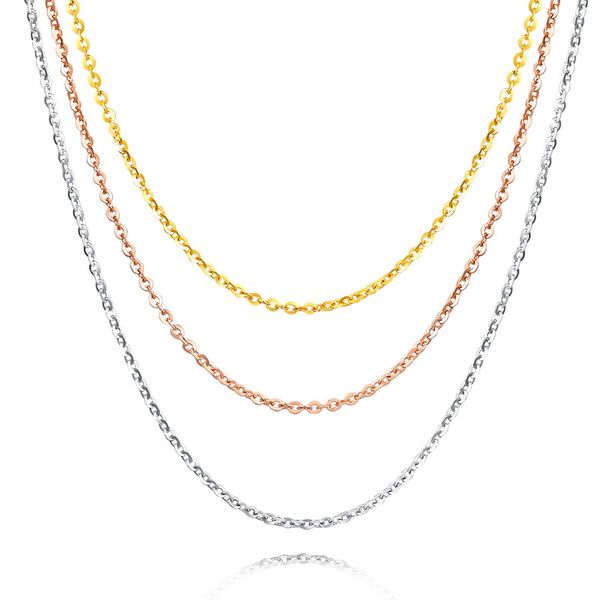 

chains classic 18k pure real solid gold au750 rose/ white/ yellow link chain necklace clavicular for women fancy wedding office jewelry, Silver