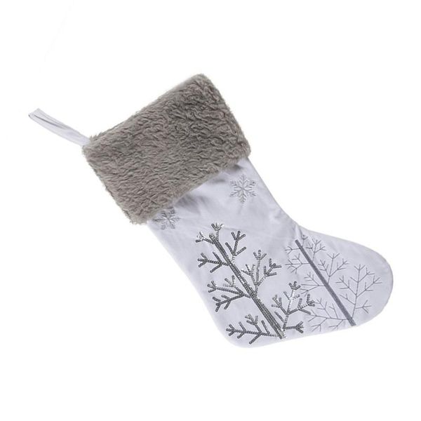

gift wrap 1pc christmas candy bag stocking hangers portable (white grey)