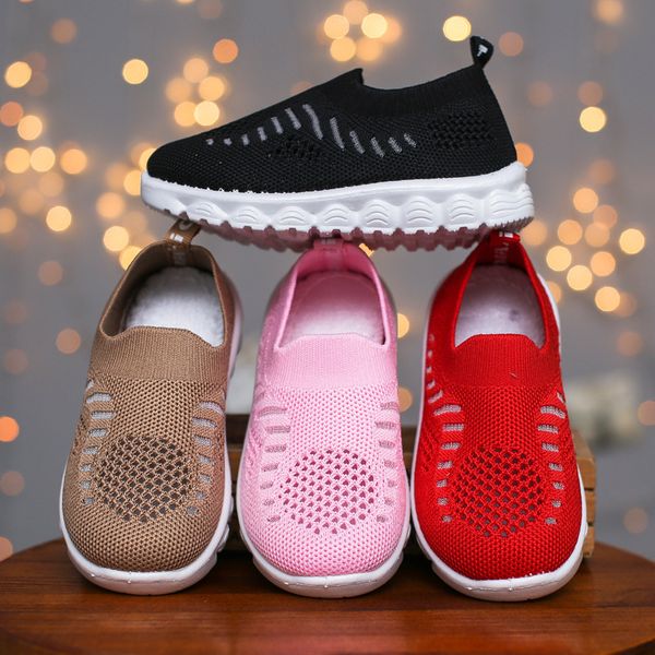 

children's sneakers boys girls shoes air mesh breathable soft light fashion kids casual shoes running sports 21-38, Black