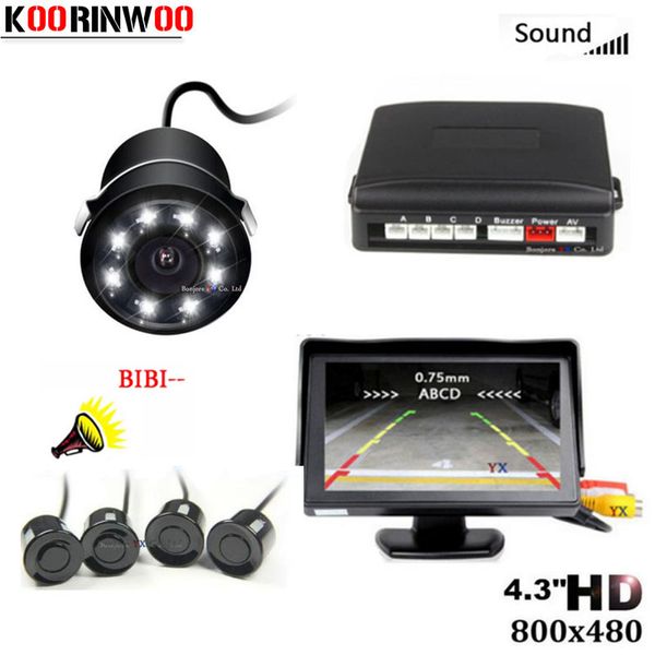 

koorinwoo wireless adopter car parking sensor 4 radars 22mm buzzer system car rear view camera reverse step-up alarm parktronic