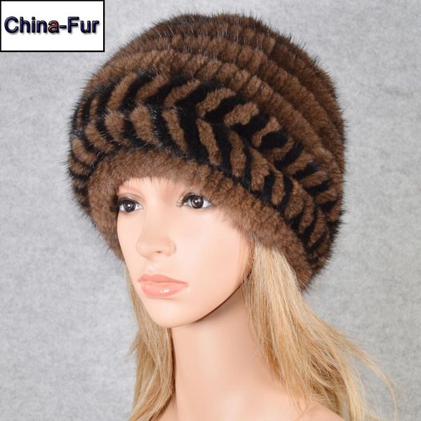 

2020 new style winter natural real beanies hat knit genuine real caps women good elastic beanies hats, Blue;gray