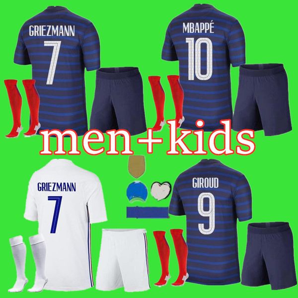 

мужчины + kids kit 2020 франция mbappe griezmann pogba джетки 2021 футбол джерси футбол рубашки maillot de foot, Black