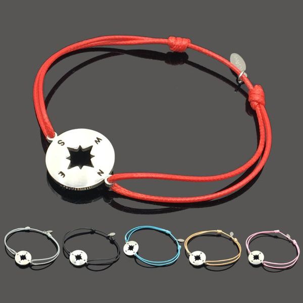 

charm bracelets compass stainless steel wish bracelet pendant adjustable string gift, Golden;silver