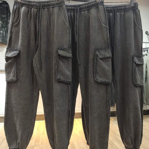 

men cargo pants multi pocket streetwear joggers hip hop casual men clothing vintage washed 100% cotton black pants trousers