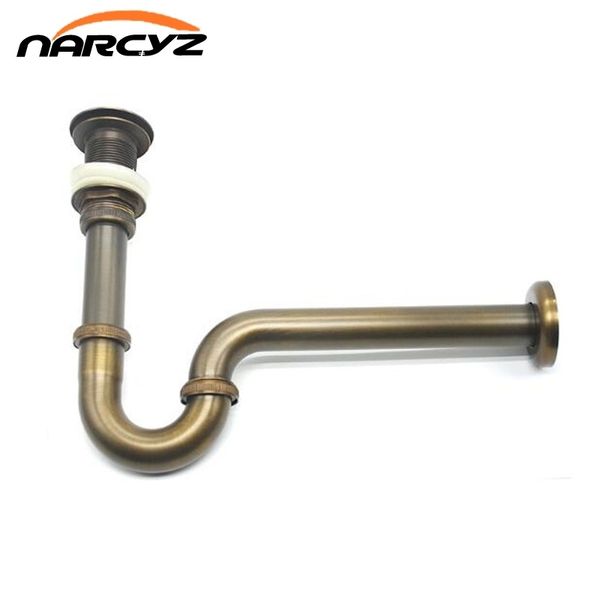 

new bottle trap brass round siphon antique/black p-trap kit bathroom vanity basin pipe waste with pop up drain 9231k t200715