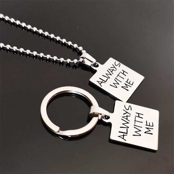 

pendant necklaces fashion stainless necklace women steel letters couple always with me trinket, Silver