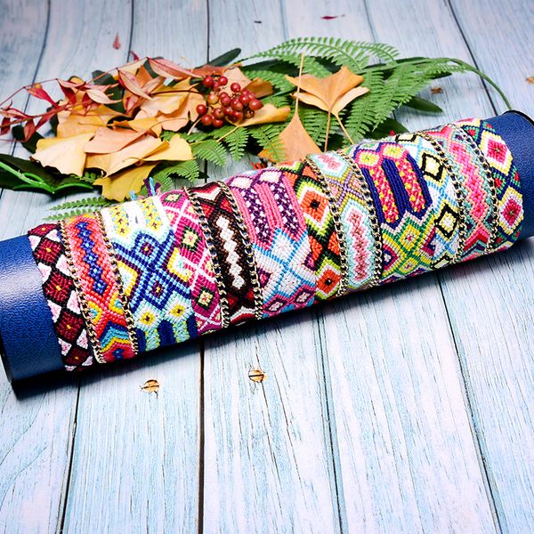 

moon girl 12 pcs boho woven braided friendship bracelet fashion handmade chic armband yoga weave bohemian pulsera mujer dropship y200918, Black