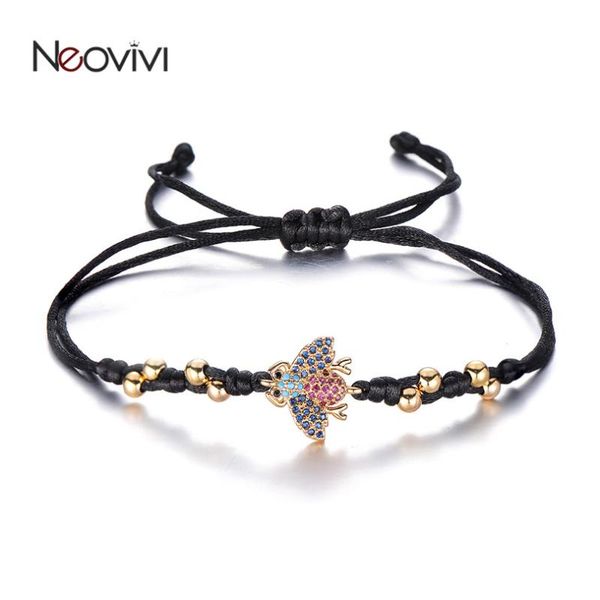 

charm bracelets neovivi colorful zircon insect bracelet diy animal red black rope string for women men handmade jewelry gifts, Golden;silver