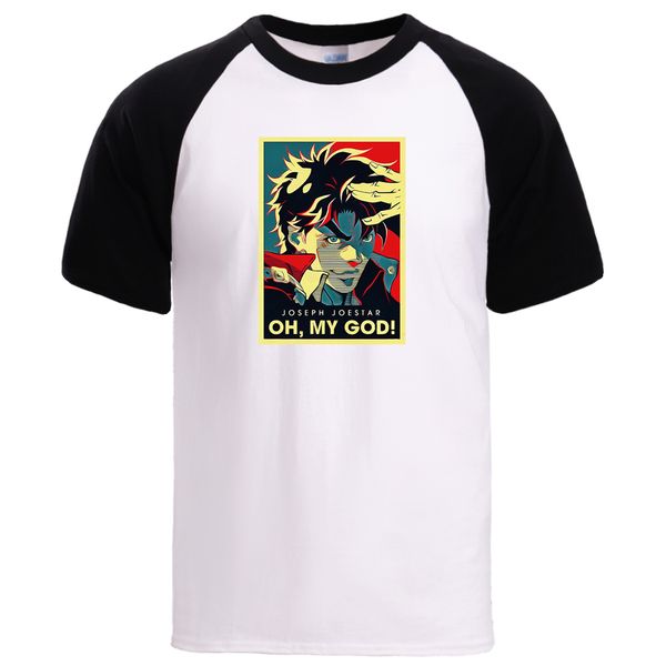 

о боже мой печати мужские футболки летние хлопковые tee jojo bizarre adventure япония аниме реглан tshirt человек вскользь сыпучие спортивна