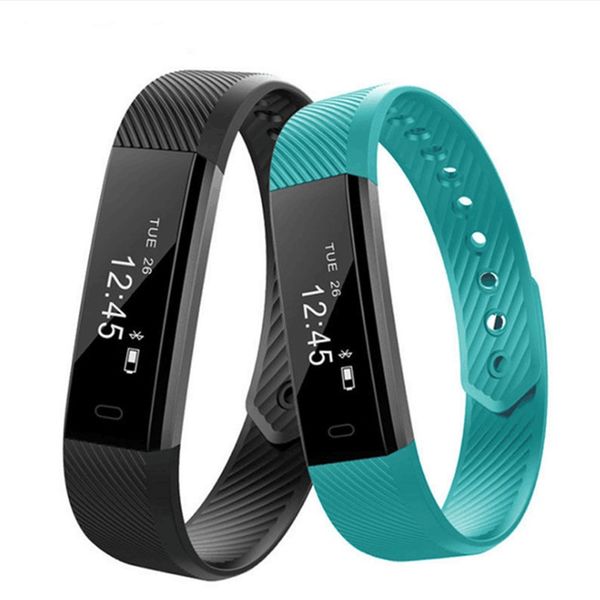 

smartch id115 smart bracelet fitness tracker step counter activity monitor band alarm clock vibration wristband ios android phone 15pcs/lot