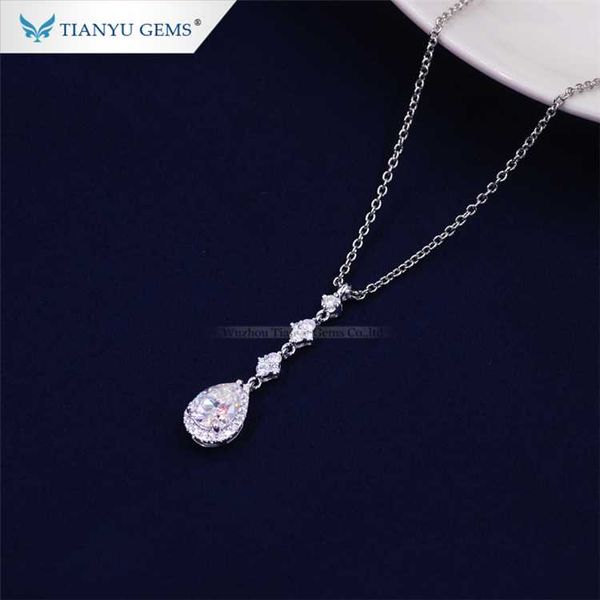 

tianyu gems 925 серебро любовь цепи ожерелье черный белый муассанит камень 1.25ct vs ясность женщины ожерелье подвеска изящных ювелирных изд, Silver
