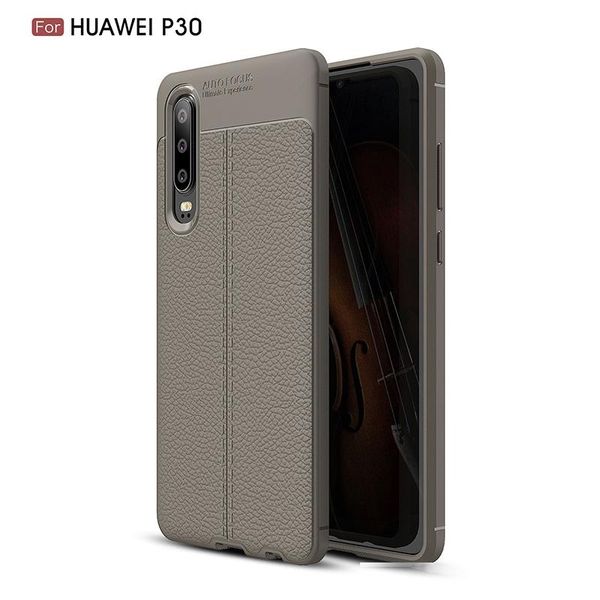 

thin silicone phone back cover litchi texture soft tpu skin slim protective bumper case suitable for huawei p30