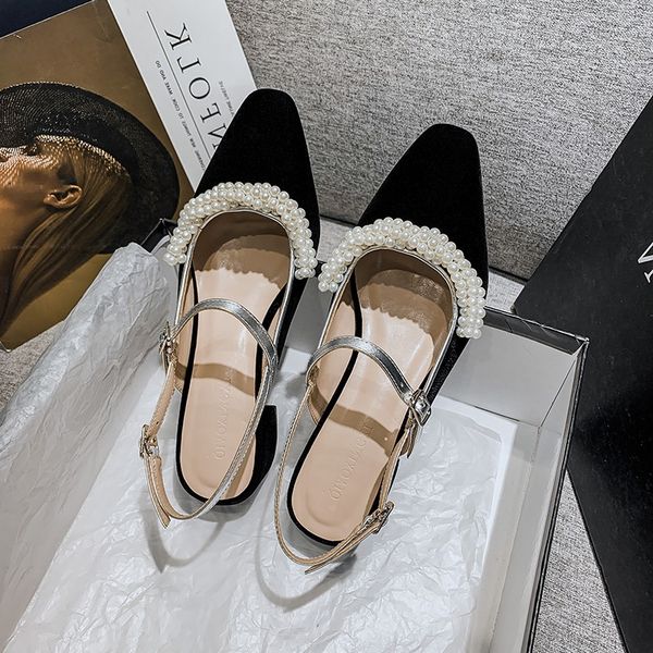 

luxury pearls high heels sandals women gladiators vintage mary janes summer shoes 2020 elegant ladies wedding party shoes woman, Black