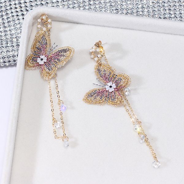 

длиной 2020 новый дизайн модного бренда супер фея бабочка серьги кисточкой серьги простой для женщин, Silver