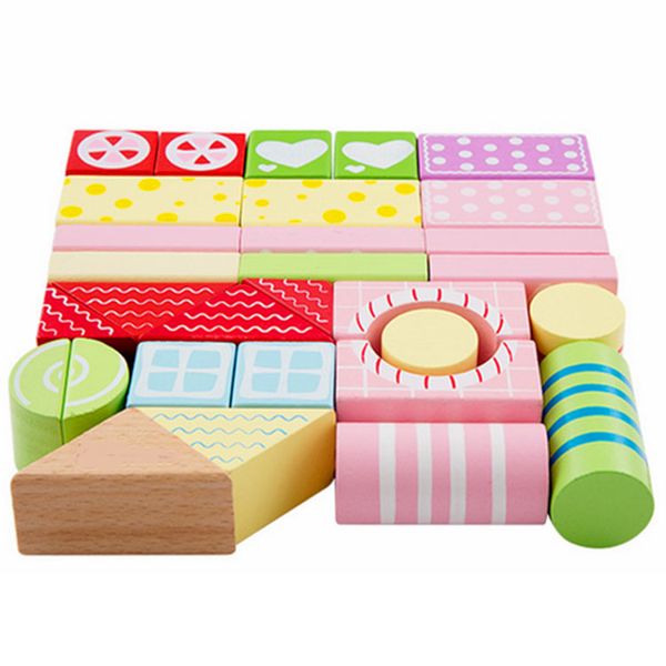 

30pcs/set wooden building blocks bricks colorful city educational montessori toys