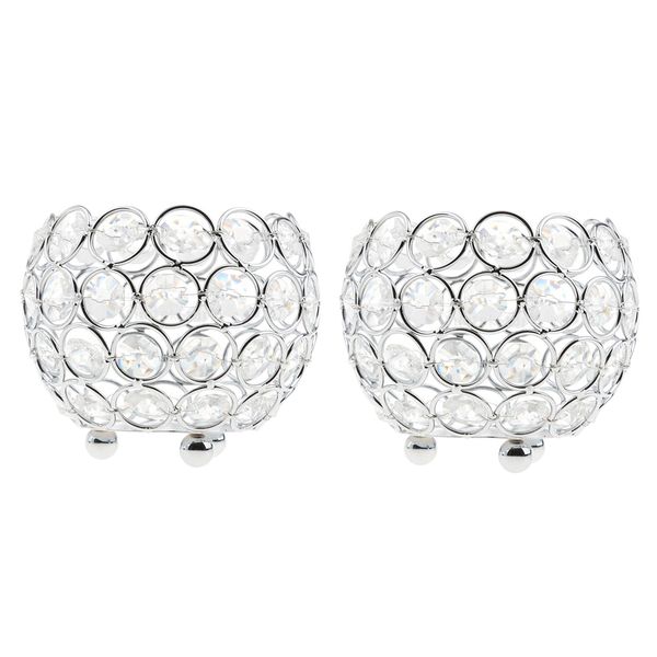 

2x crystal bling candle holder for wedding party dining table diy decoration dia. 10cm_ silver
