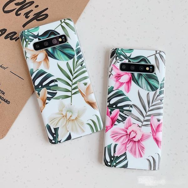 

luxury fashion retro flower leaf strech imd soft tpu case for samsung s8 s9 s10 plus s10e s20 ultra a40 a50 a70 a51 redmi 7 note 8