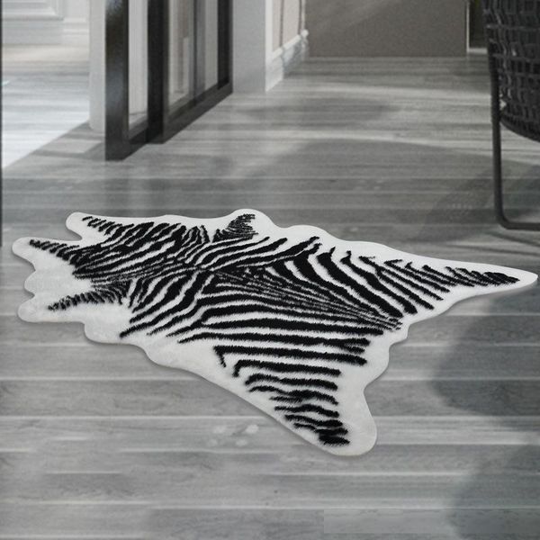 

zebra animal carpet non-slip floor mat for living room bedroom washable wear-resistant soft imitation animal fur mats home decor