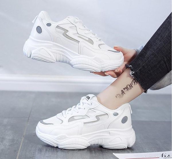 

breathable outside mesh women casual shoes white platform summer women's flat shoes solid casual sneakers, Black