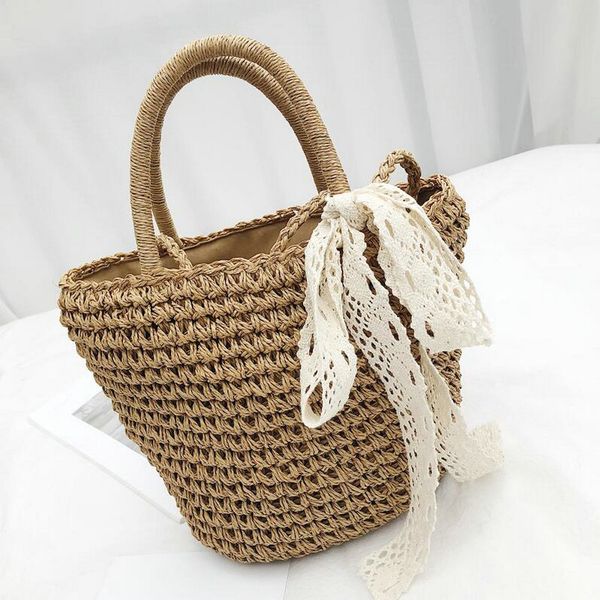 

women handbag new summer beach bag bow woven bag women shoulder handbag c42-30