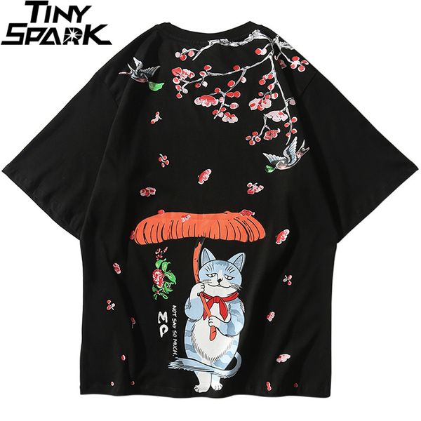 

2020 hip hop streetwear t shirt funny cat harajuku tshirts cartoon japanese style mushroom floral tshirt short sleeve tees