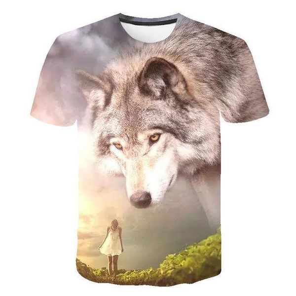 

men men 3d animal print wolf 3d print shirts hippie harajuku graphic men clothing