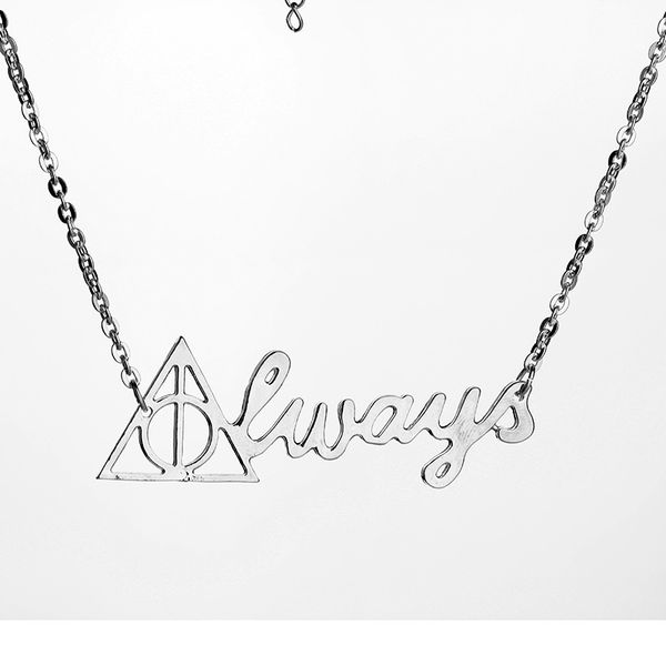 

the letter-always hip hop style necklace harry deathly hallows vintage triangle alloy pendant men fashion jewelry accessories, Silver