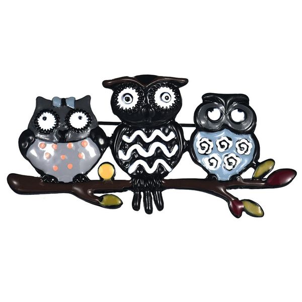 

brooch of cute owl family mother and son brooches pins for children women's fashion enamel animal cartoon jewelry brooch pin, Gray