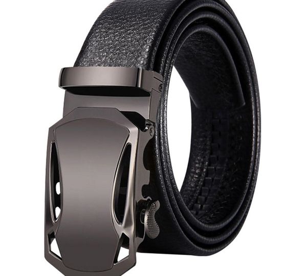 

vrchic вскользь неподдельная роскошного кожаного пояса мужчин высокого качества ремни для мужчин ремень мужской металл автоматическая пряжка, Black;brown