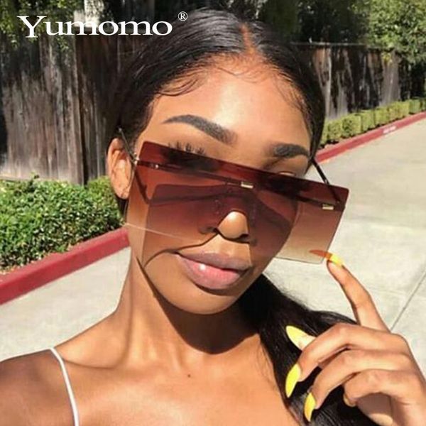 

роскошное rimless крупногабаритных солнечных очки женщины конструктора тавро one piece объектив мода солнцезащитные очки gradient больших оч, White;black